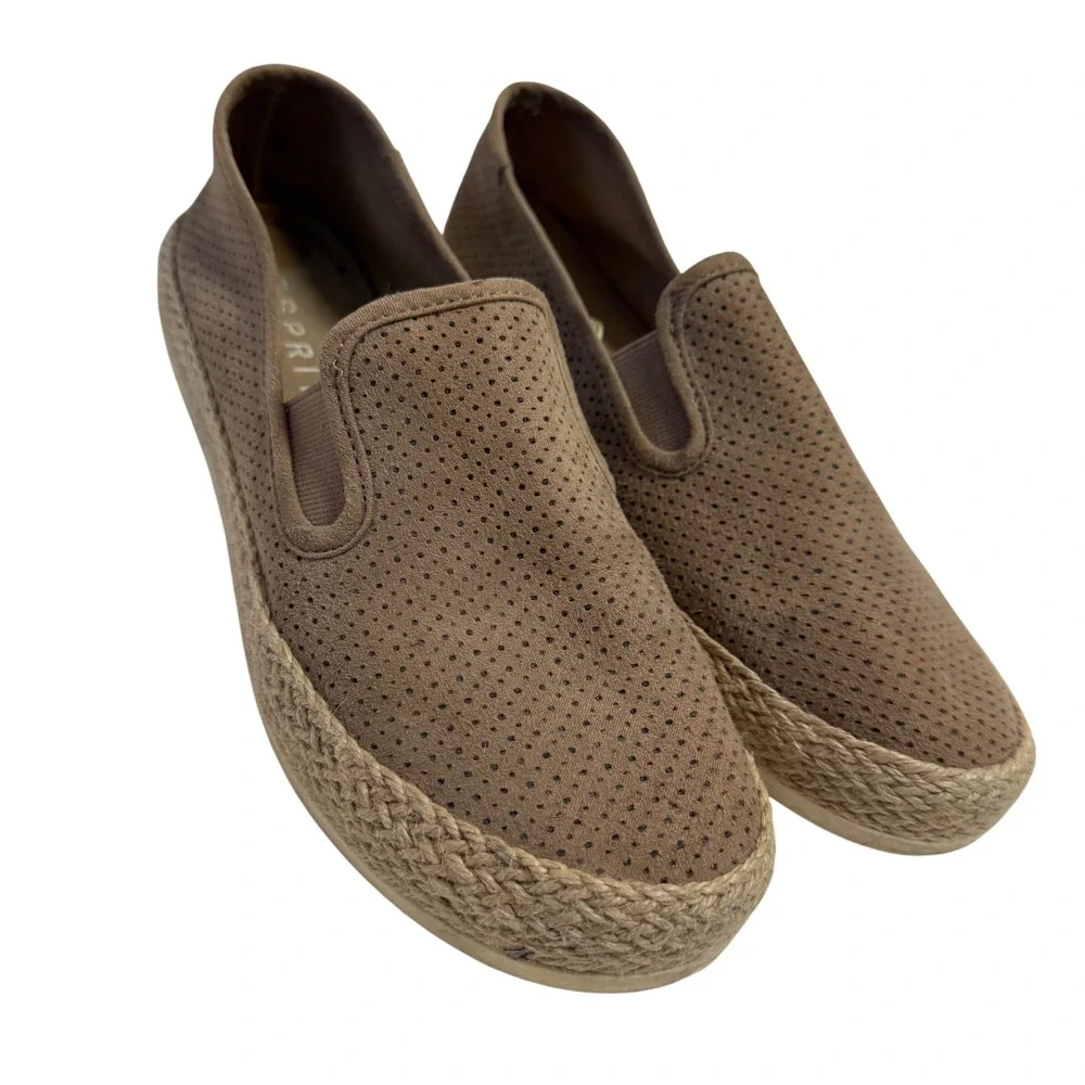 Esprit Nadeen Womens 8M Brown Perforated Espadrille Slip On‎ Sneakers